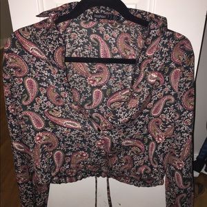 Boho button down crop top